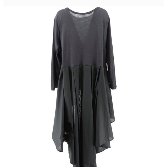 DG2 Diane Gilman Hi-Low Top w/Pleated Back Flowy Dramatic 3/4 Sleeve Size Small - Picture 2 of 12